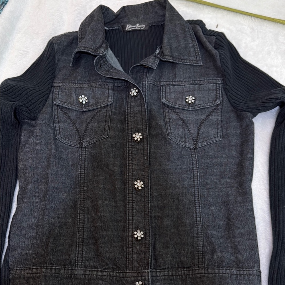 Katherine Barclay Black Jean Jacket Fitted Silhouette